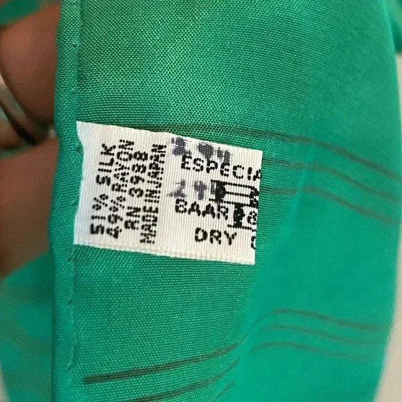 Baar & Beards Inc Vintage Silk Blend Long Green Scarf - Picture 4 of 6